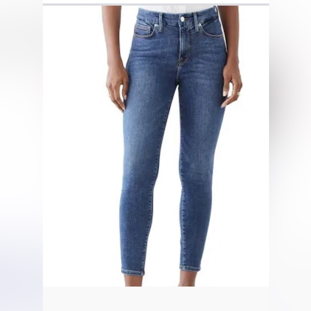Good American Mid Wash High-Rise Ankle Jeans
